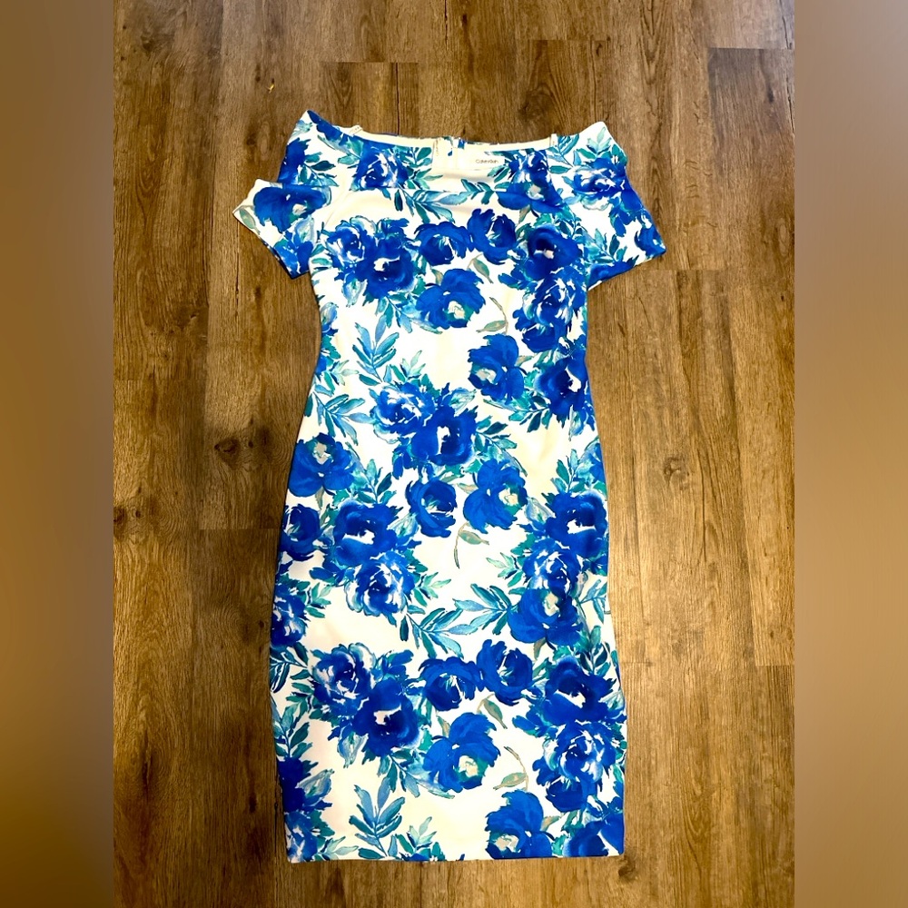 Calvin Klein Off Shoulder Floral Dress Women’s Size 8